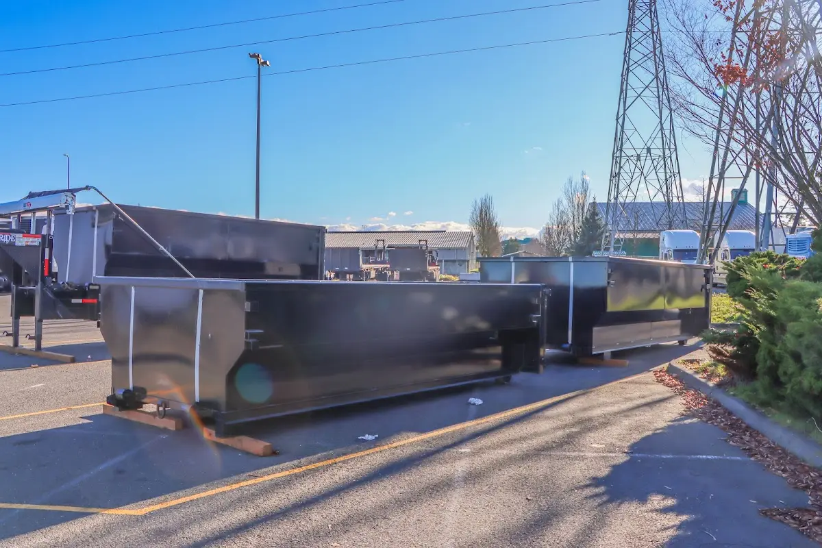 Roll-off dumpster ready for waste disposal at job site for Residential Dumpster Rental in Wayne